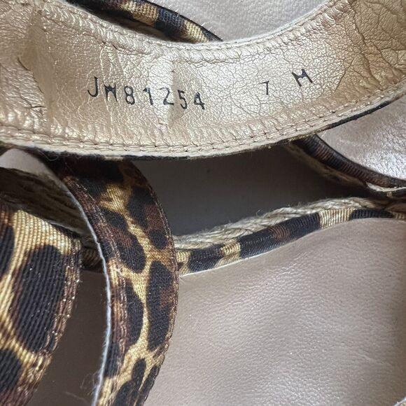 Stuart Weitzman X-Ray Animal Print Fabric Wide Strap Espadrille Wedge Sandal 7 M - Picture 10 of 16